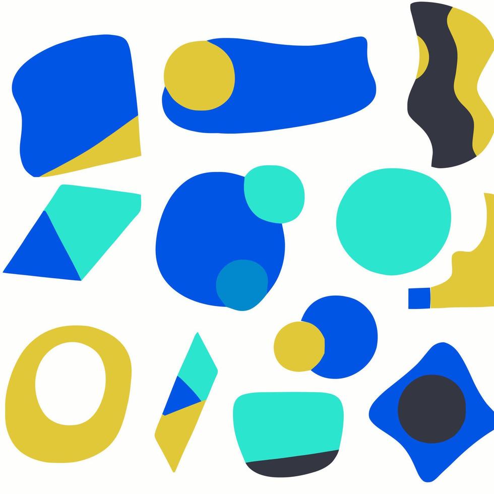 Abstract geometric shapes set. Abstract blotch shape.  Pastel color doodle bundle for fashion design, summer season or natural concept. Liquid shape elements. Set of modern graphic elements vector