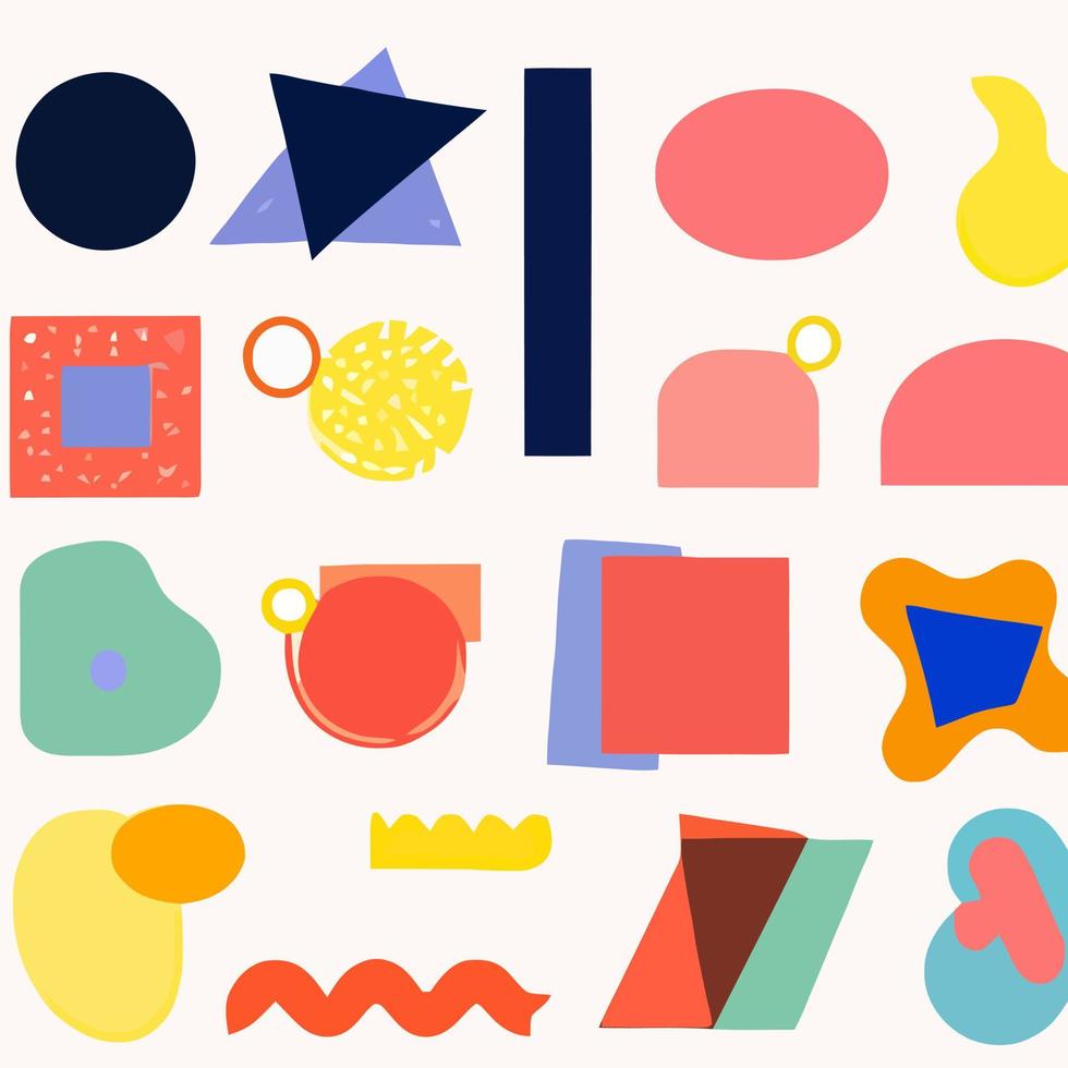 Abstract geometric shapes set. Abstract blotch shape.  Pastel color doodle bundle for fashion design, summer season or natural concept. Liquid shape elements. Set of modern graphic elements vector