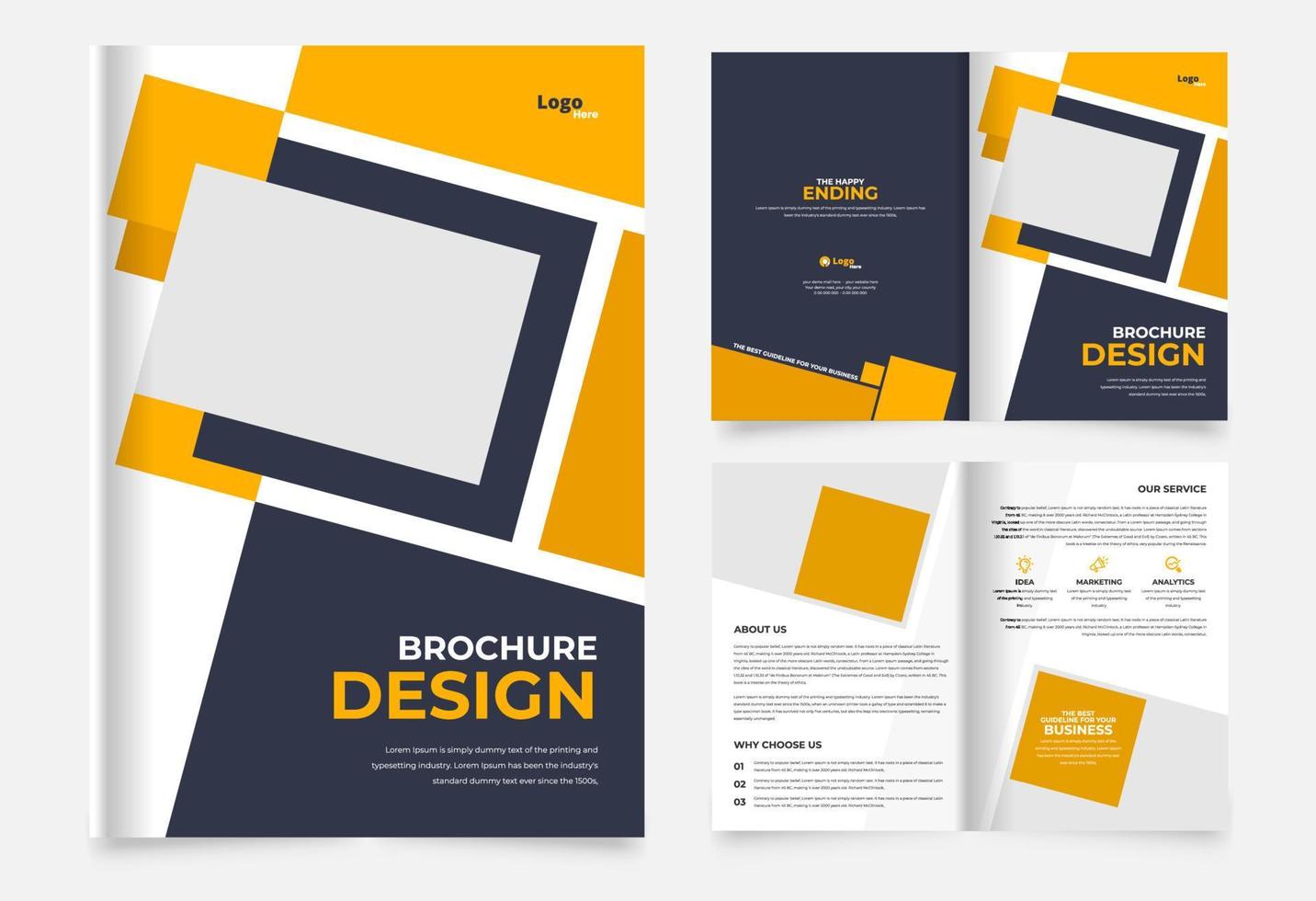modern bi fold business brochure template design vector