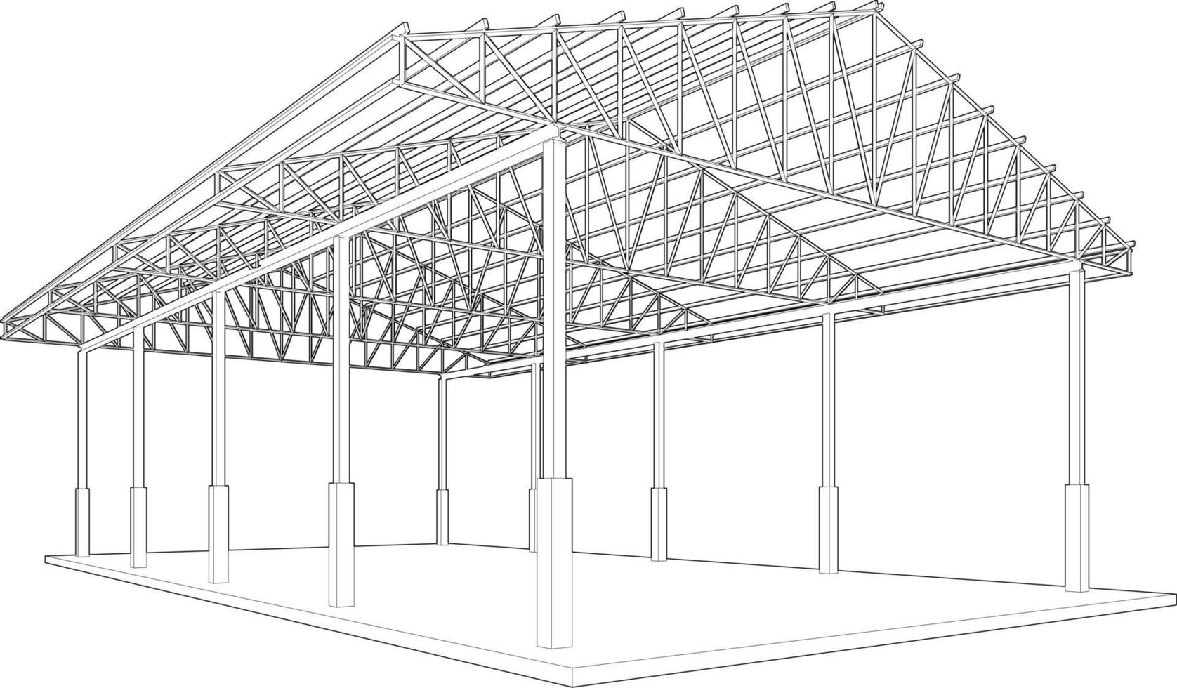 3D illustration of building structure vector