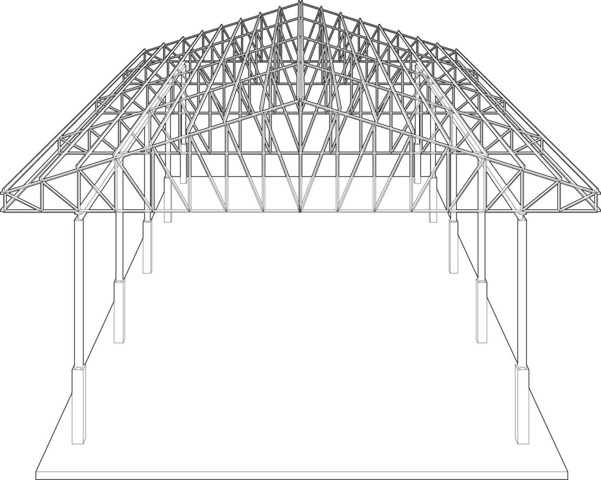 3D illustration of building structure vector