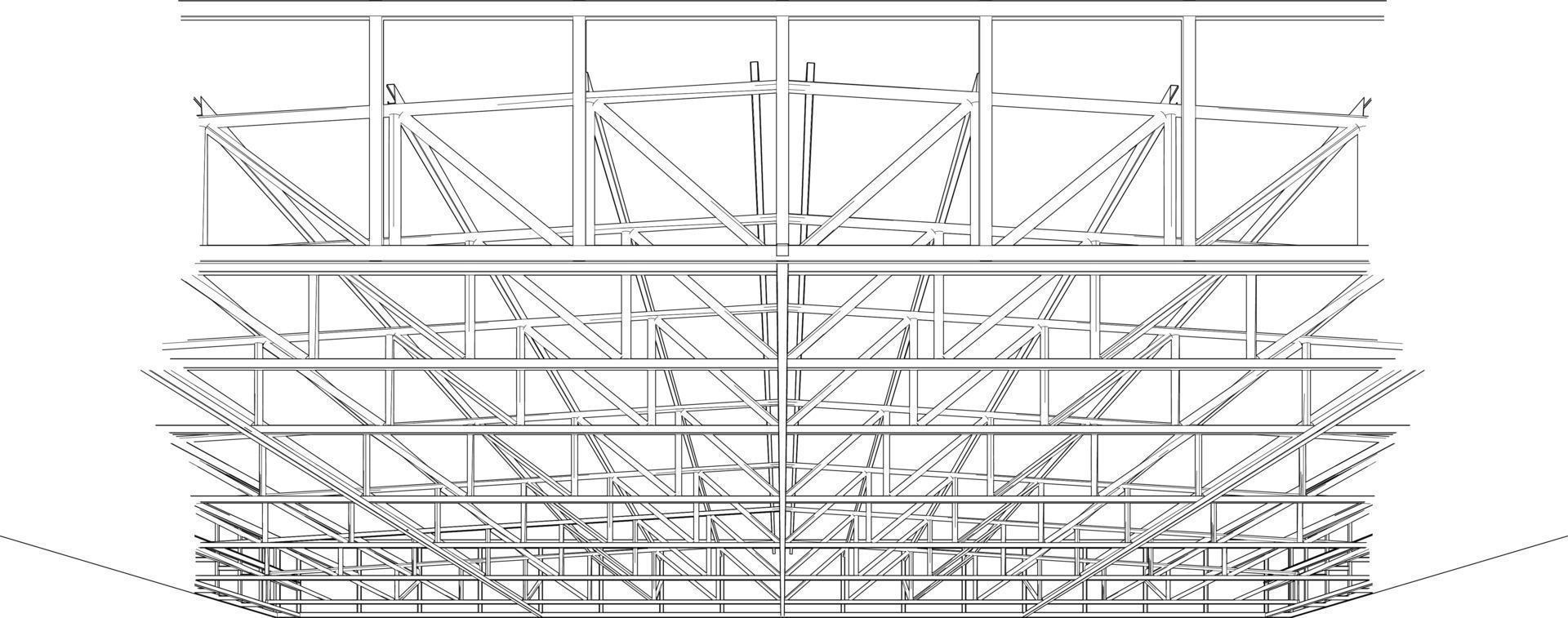 3D illustration of building structure vector