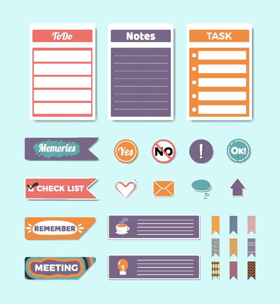 Collection of Lovely Planning Scrapbook Elements vector