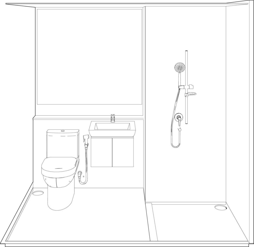 3D illustration of modular bathroom vector