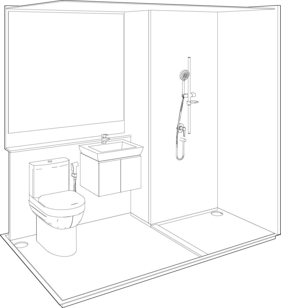 3d ilustración de modular baño vector