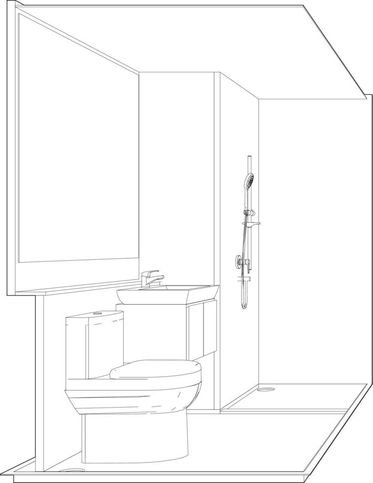 3D illustration of modular bathroom vector