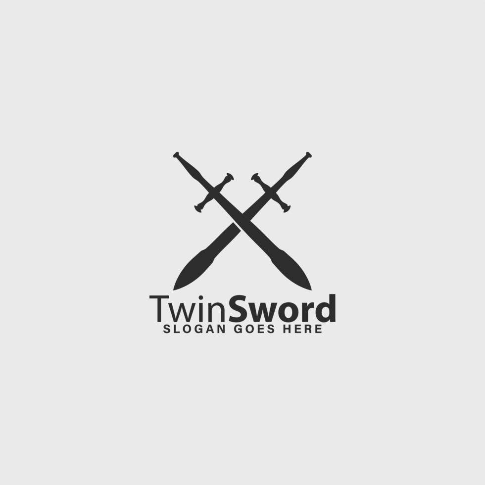 twin swords simple modern logo vector