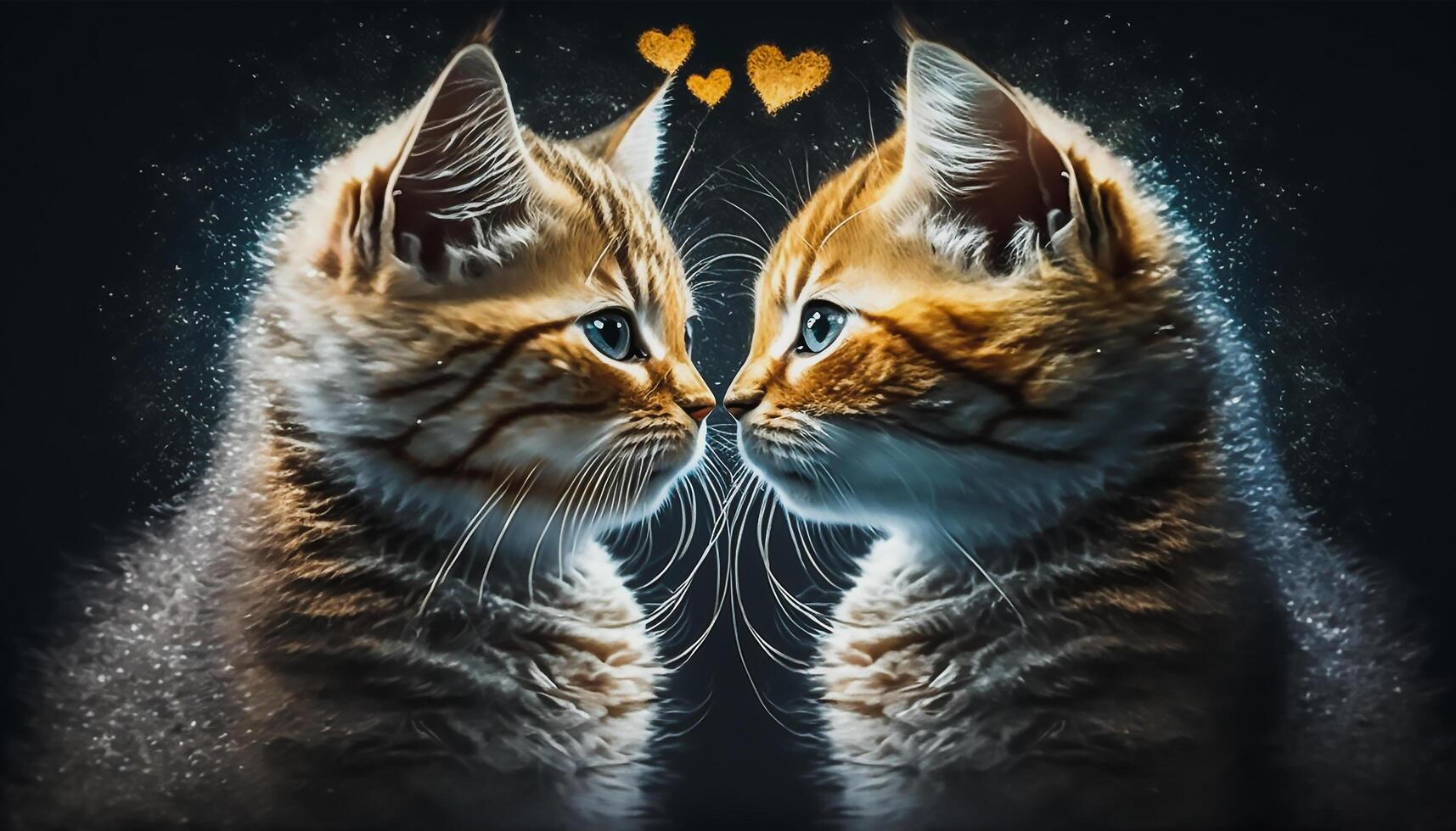 two cats in love, valentine day, photo