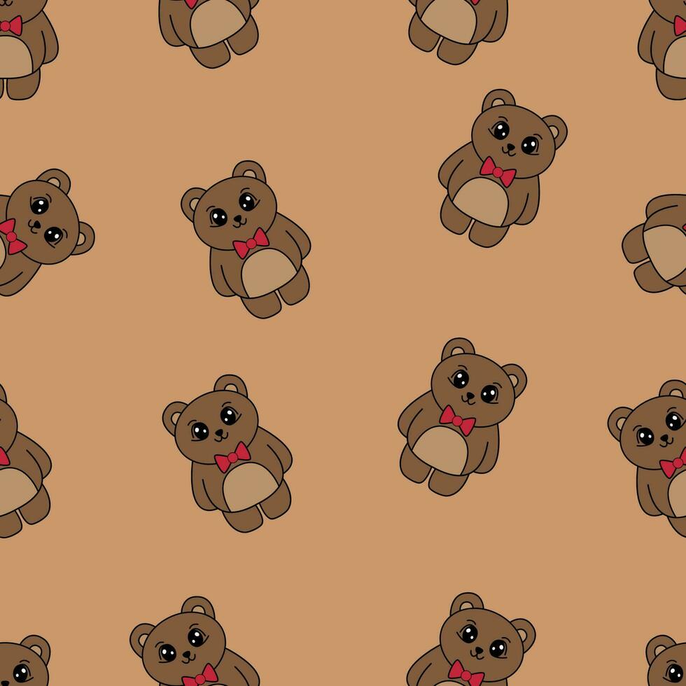 cute seamless pattern with cartoon baby teddy bears for kids. vector illustration.