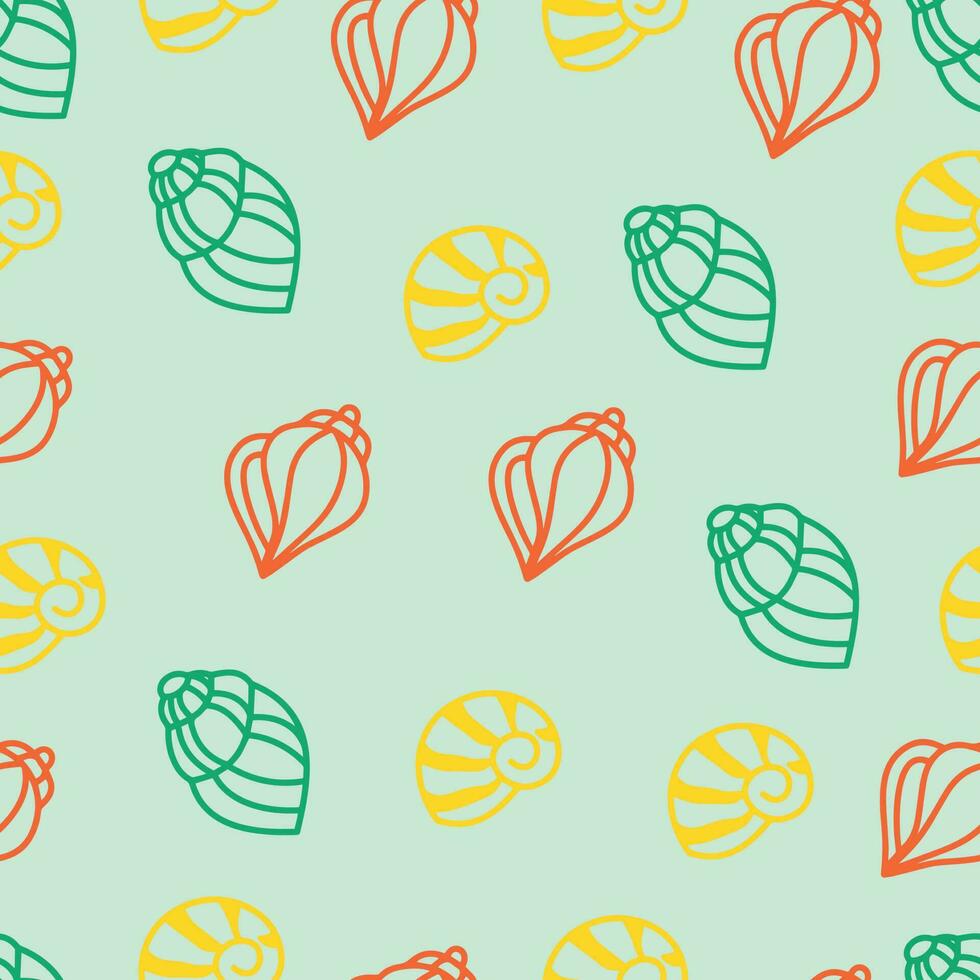 Hand-Drawn Sea Shells seamless pattern. Hand drawn illustration in sketch style. Perfect for greetings, invitations, coloring books, textile, wedding and web. Ocean Fashion Textile vector