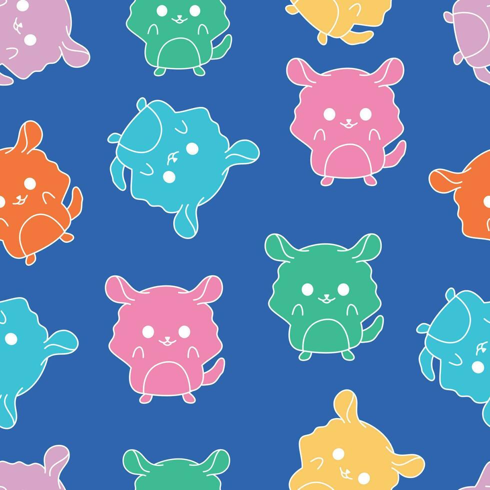 Cute Kawaii Chinchillas seamless pattern vector