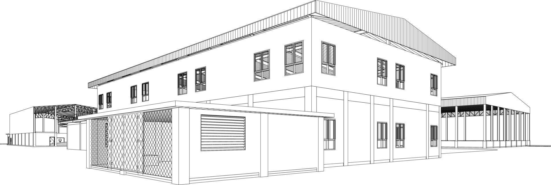 3D illustration of building project vector