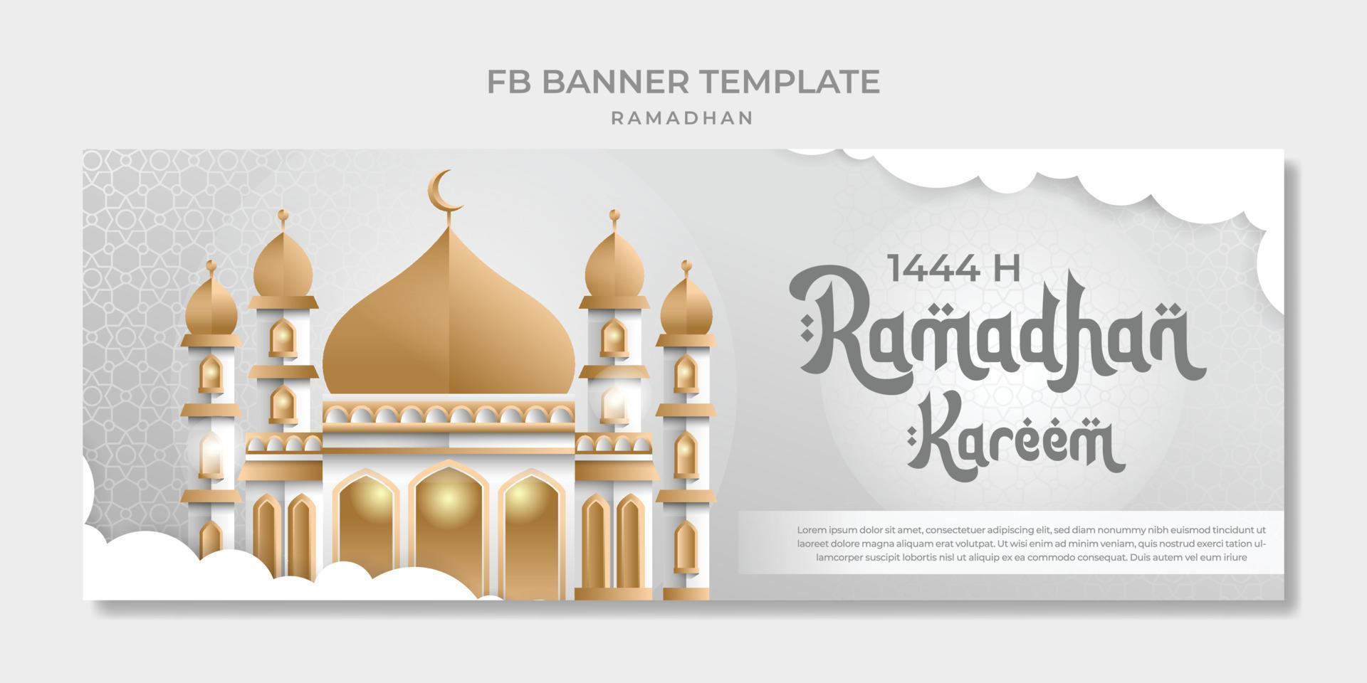 Fb banner vector template ramadhan with mosque image
