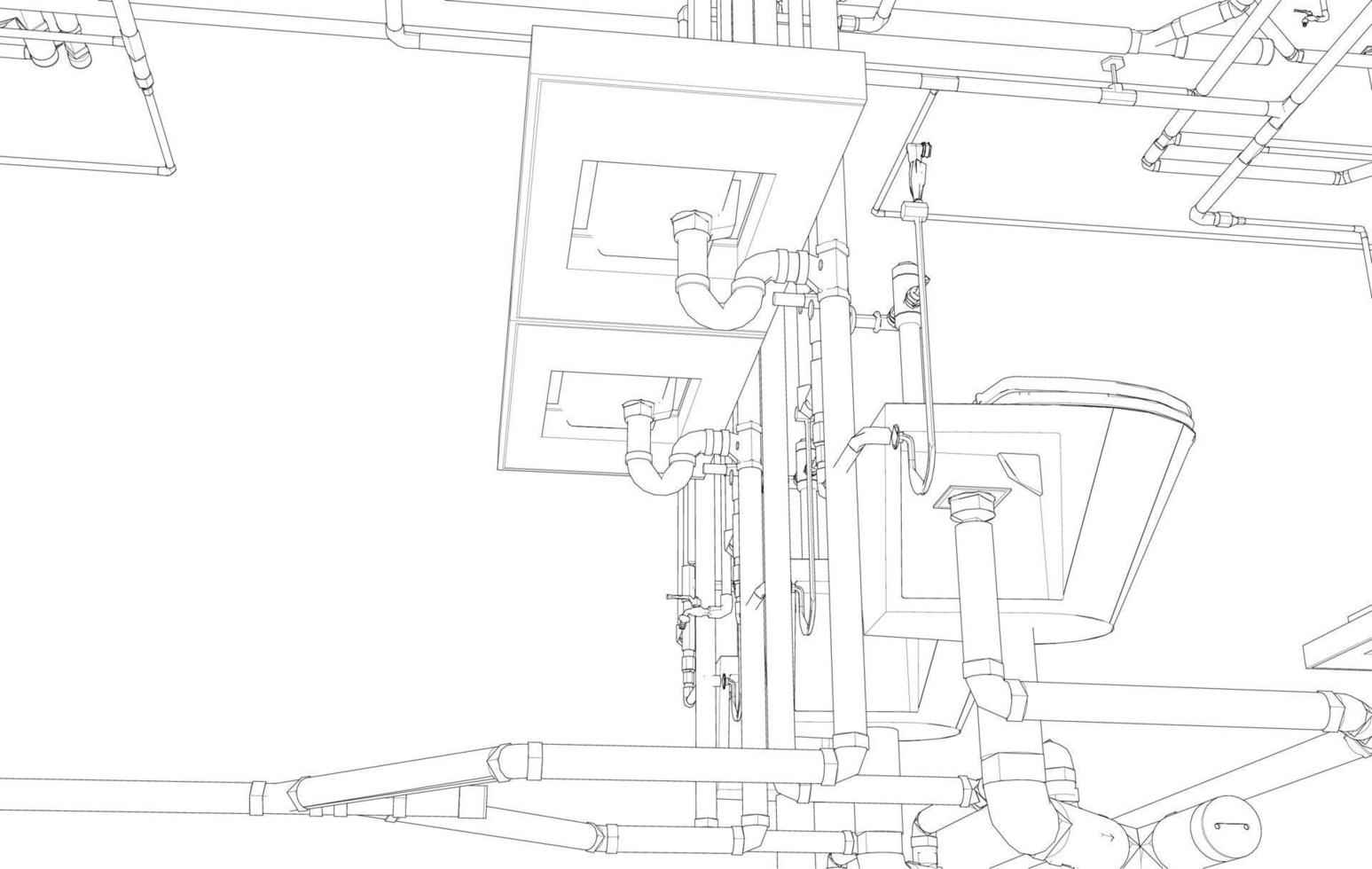 3D illustration of sanitary piping vector
