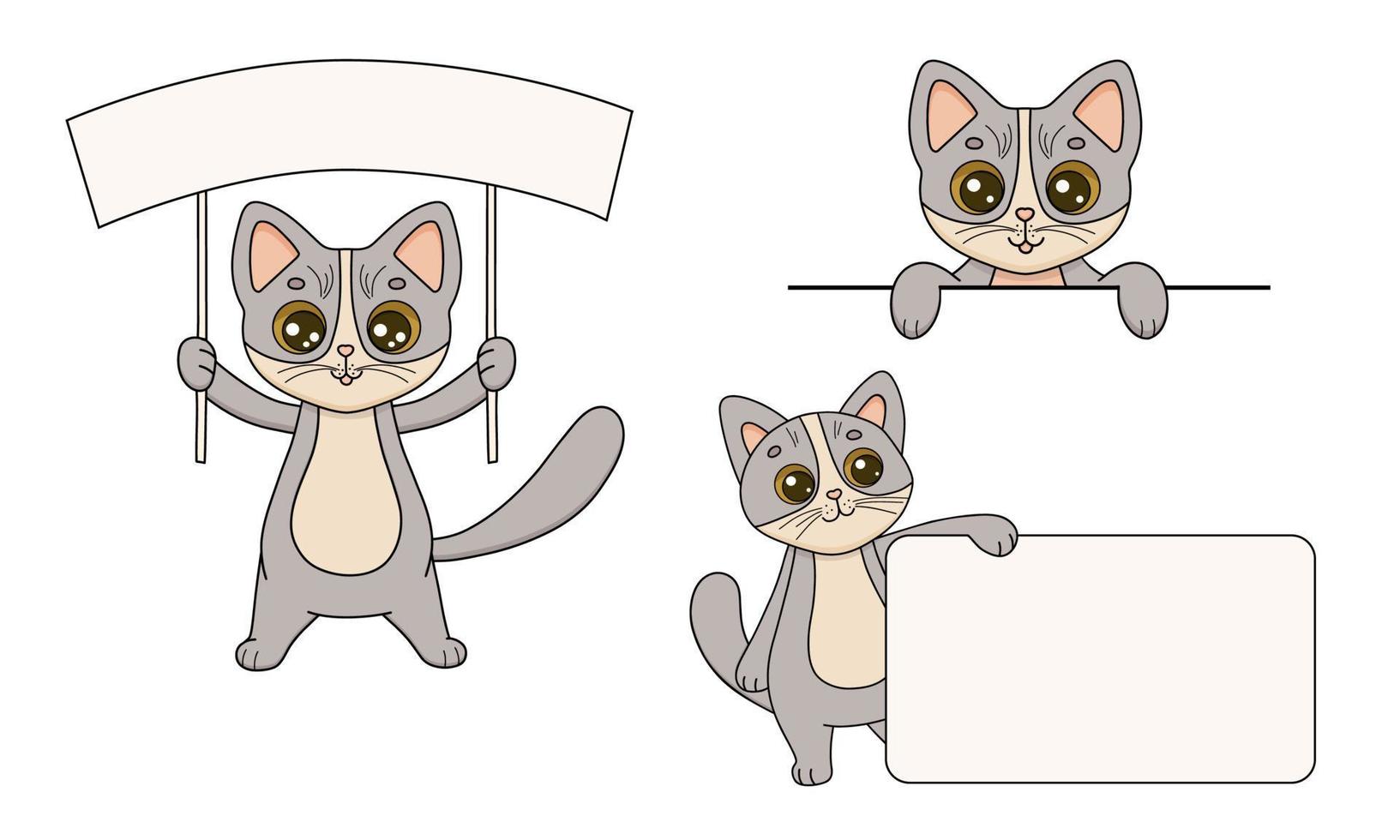 vector ilustración personaje gato con bandera. plano gracioso dibujos animados echar un vistazo gatito. linda mascota animal aislado en blanco