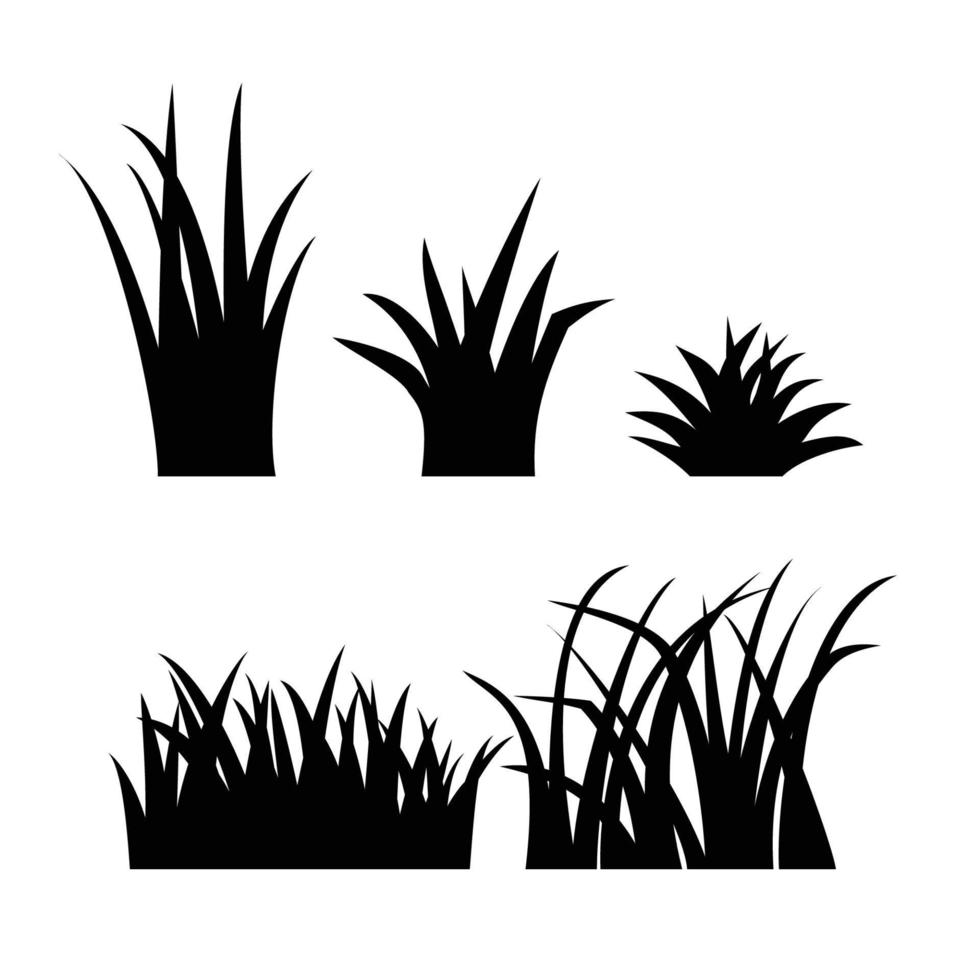 A set of grass silhouettes on a white background vector