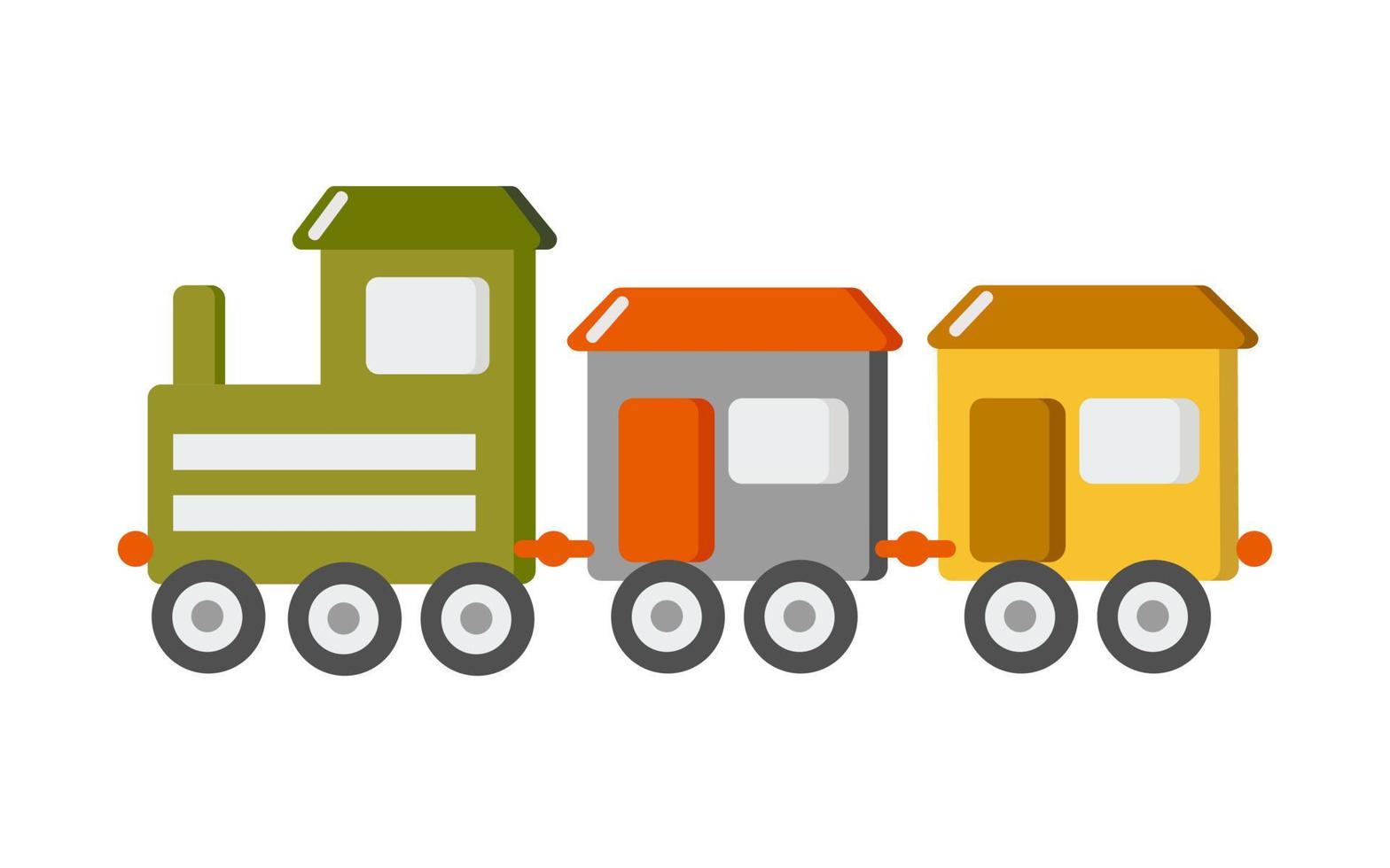 Cute baby train vector flat illustration.