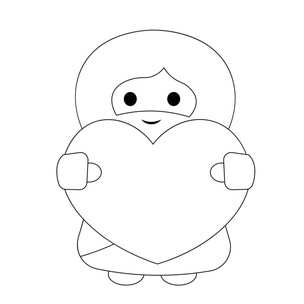 Cute God Jesus Christ with heart in black and white vector