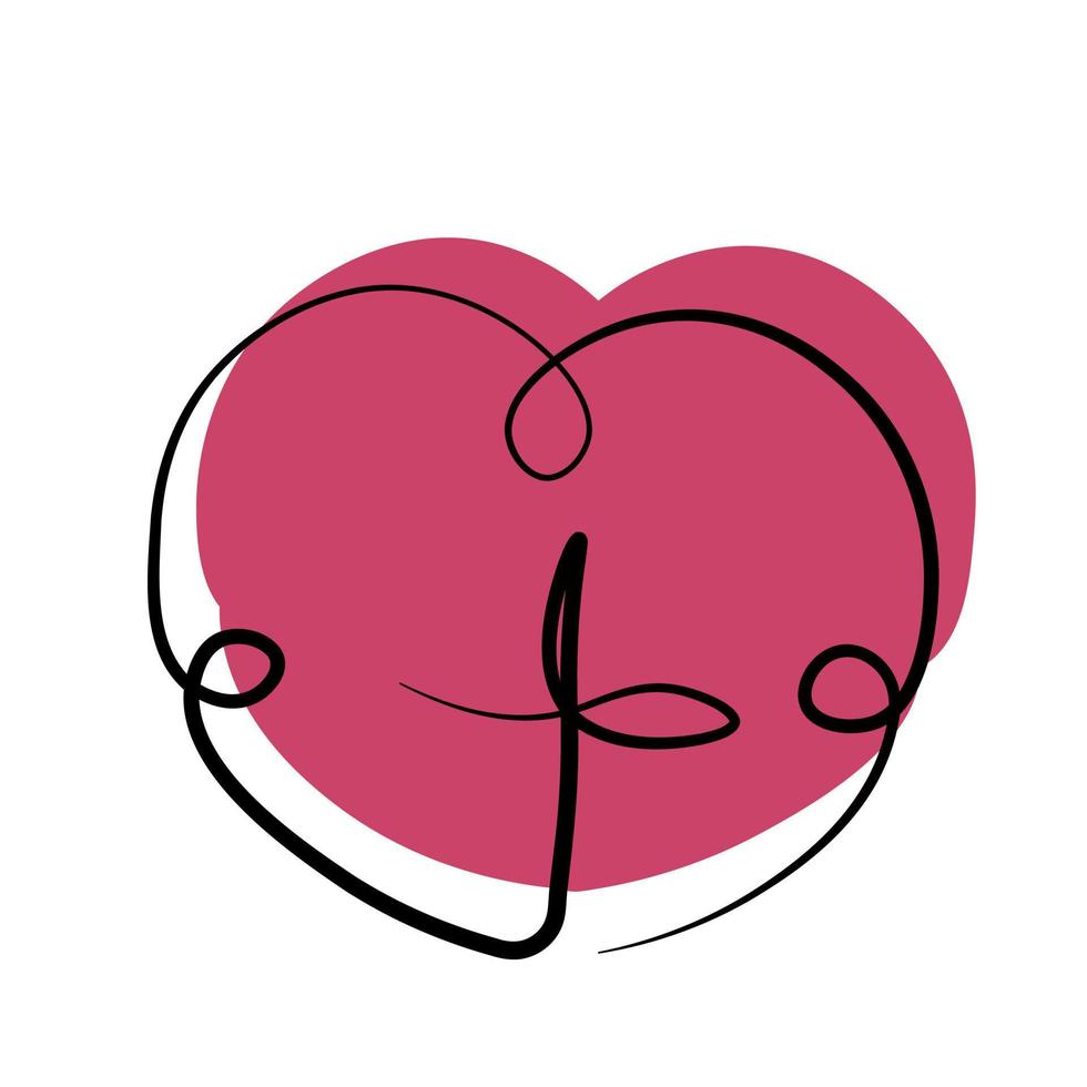 Christian icon Cross and heart in one line in color vector