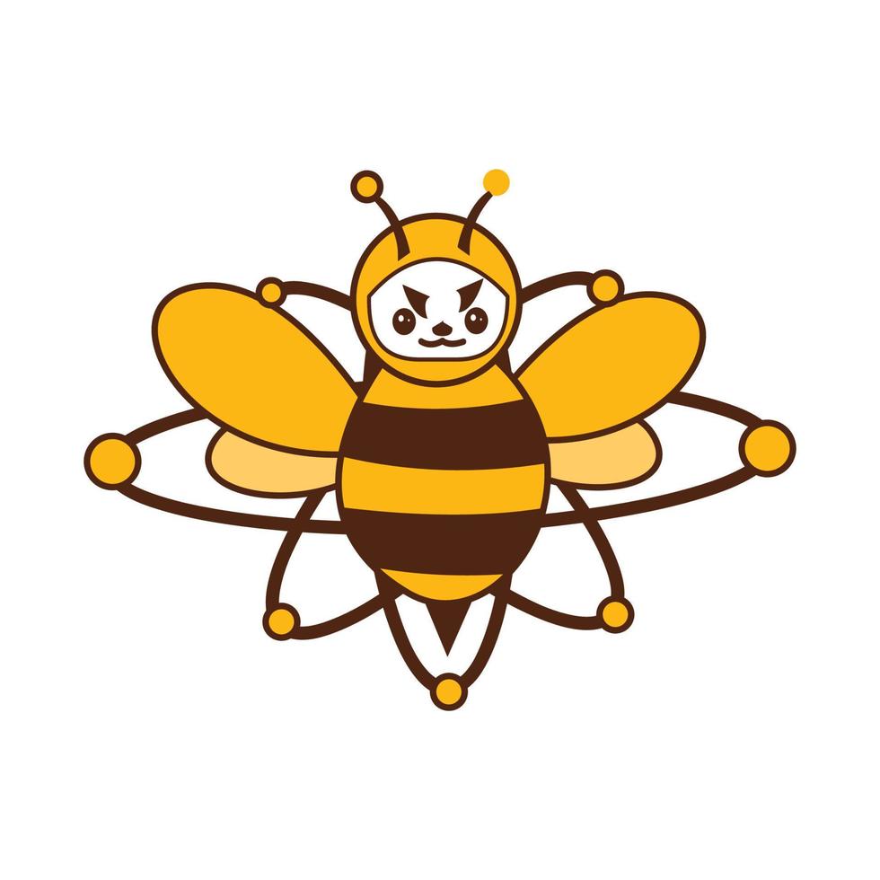 brave atomic bee funny character for logo and vector icon