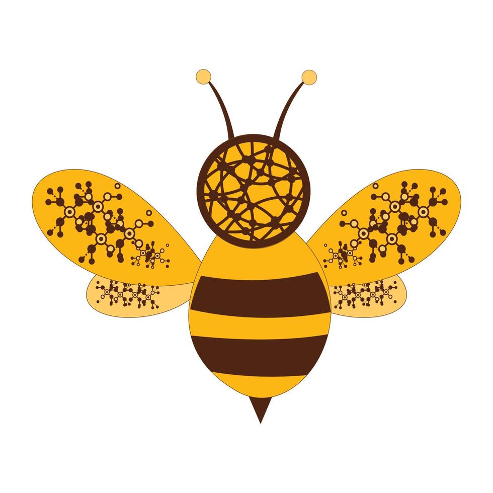 digital red abeja logo y vector icono