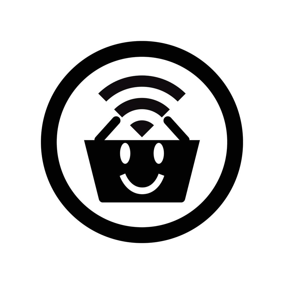 e commerce basket button with funny WiFI logo and vector icon