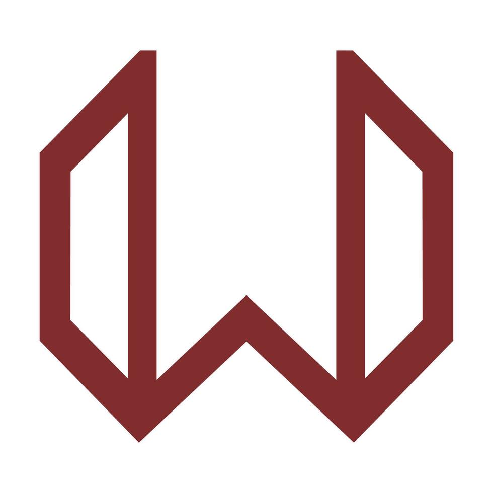 W initials geometric line art logo and vector icon
