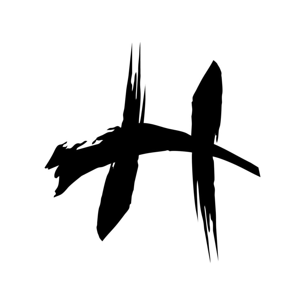 H initials calligraphy with japan style ink art logo and icon vector