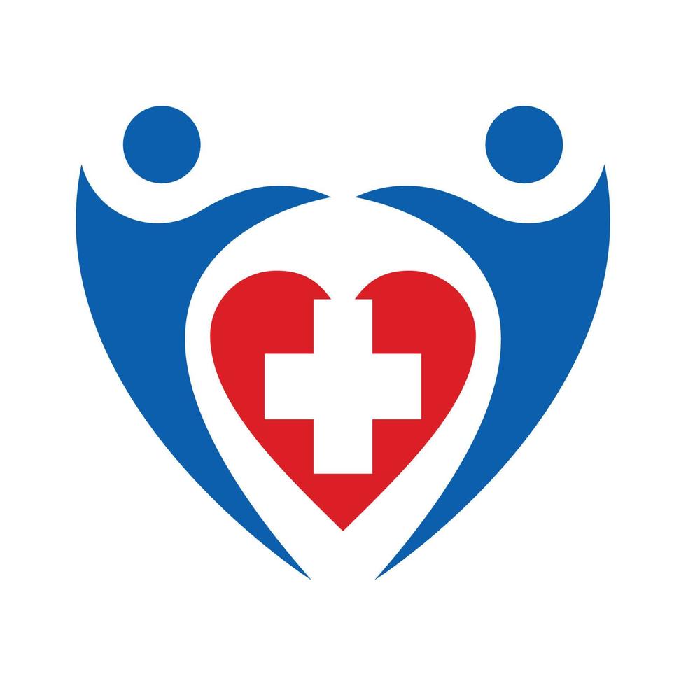 healthcare program for people with love logo and vector icon