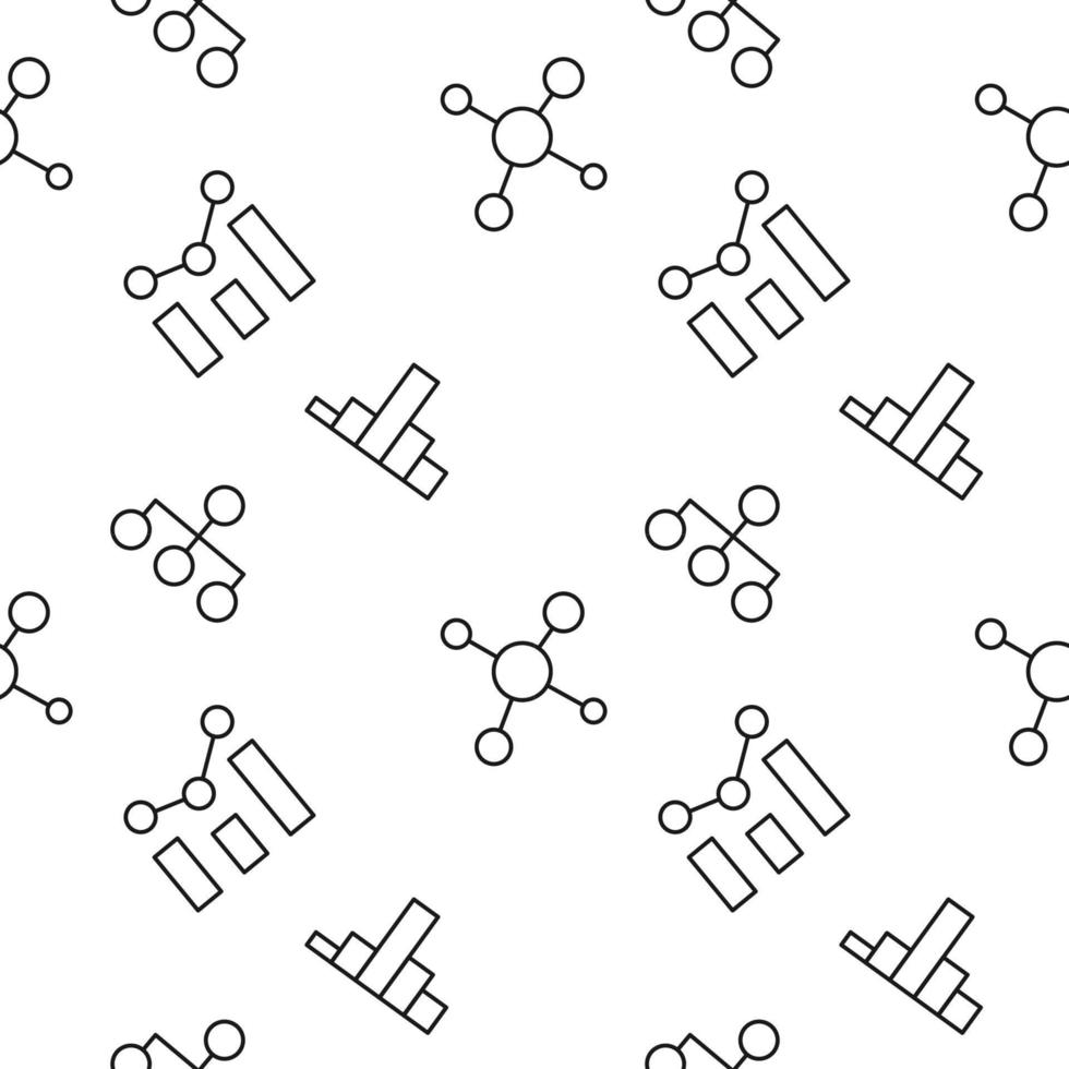 Seamless pattern of map, progress bar is made of line icons vector