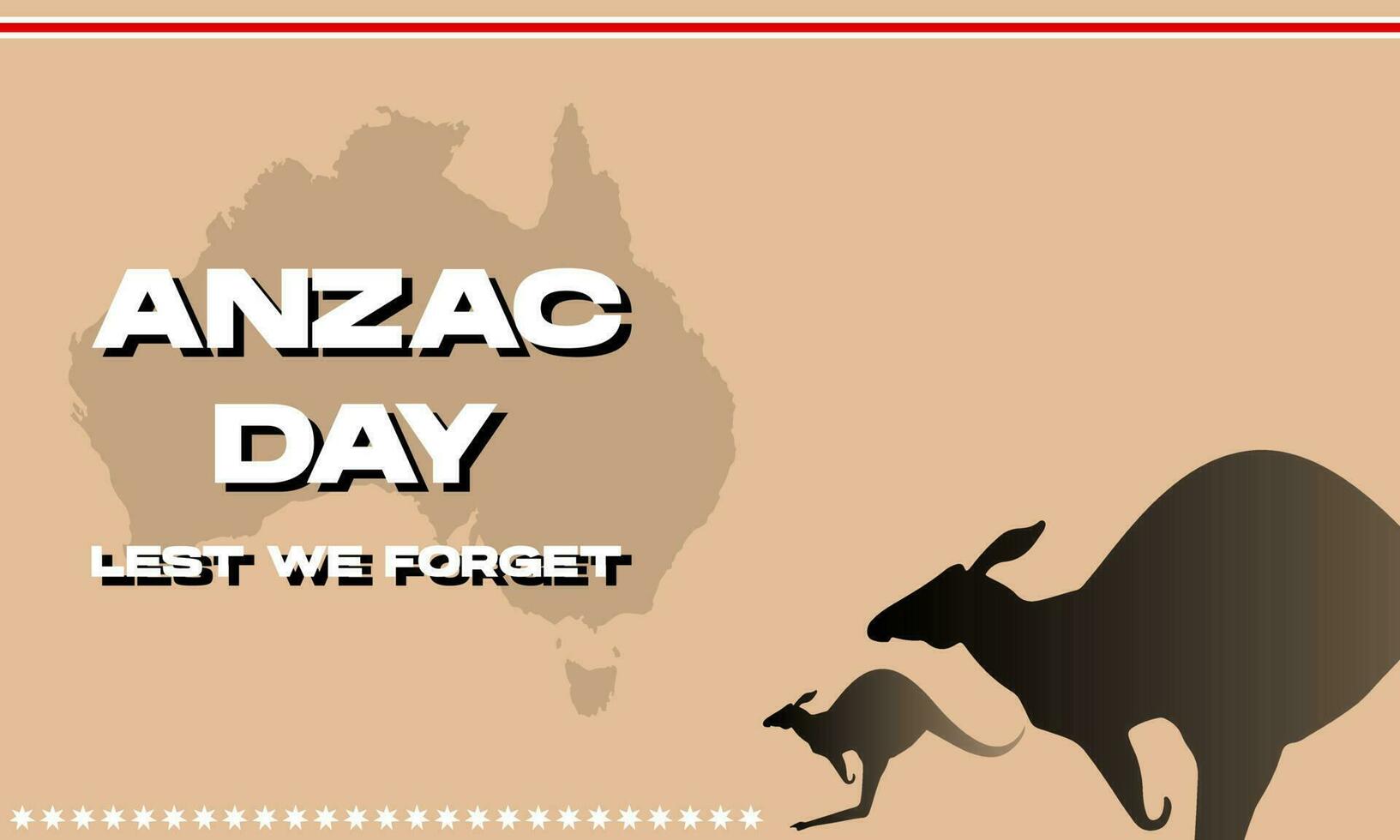 anzac day, lest we forget with kangoroo australia. For Poster, Banner, Card Invitation, Social Media vector