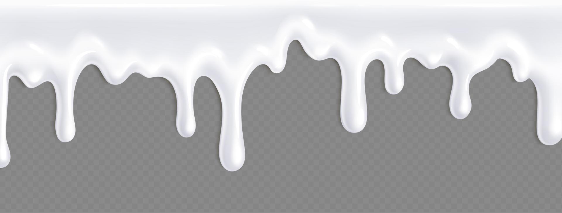 Realistic yoghurt flow on transparent background vector