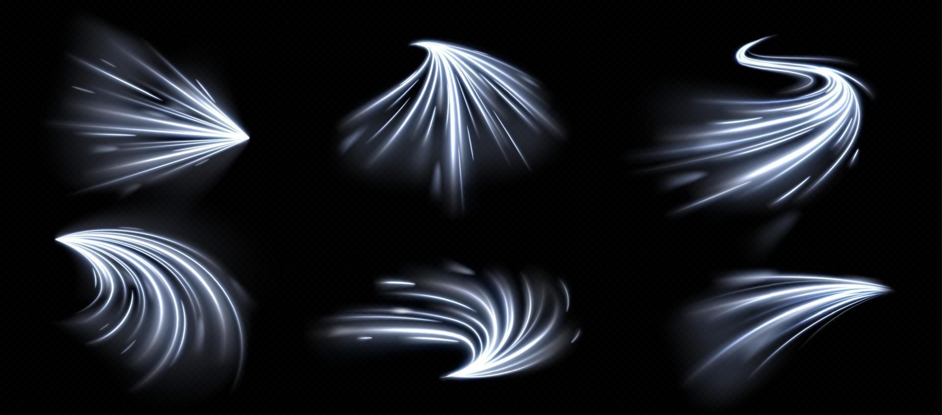 White fast speed trail, blur motion effect vector