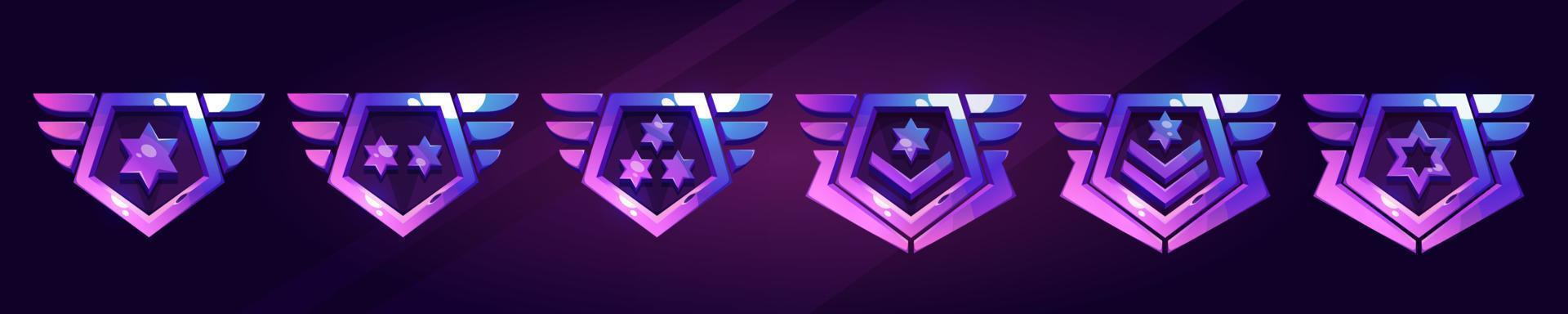 Set of military game rank badges vector