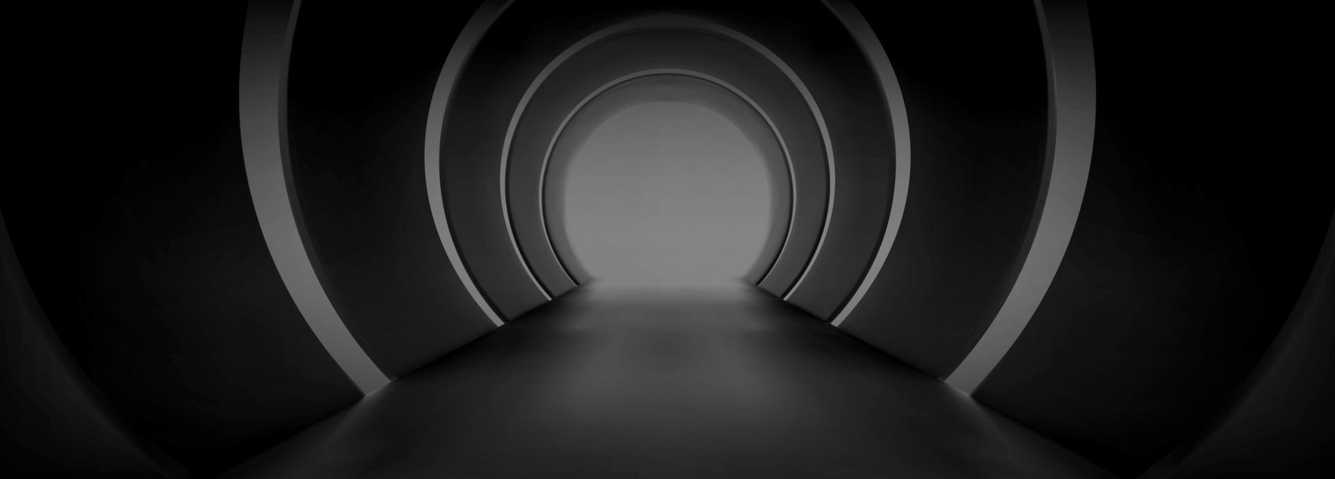 Empty black tunnel interior in perspective view vector
