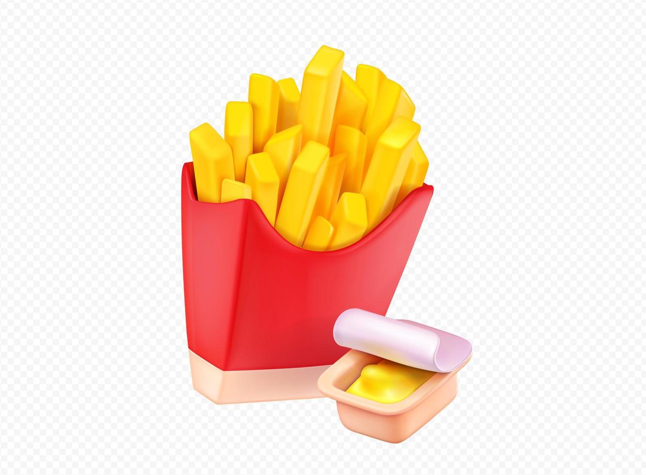 3D french fries paper box isolated on background vector