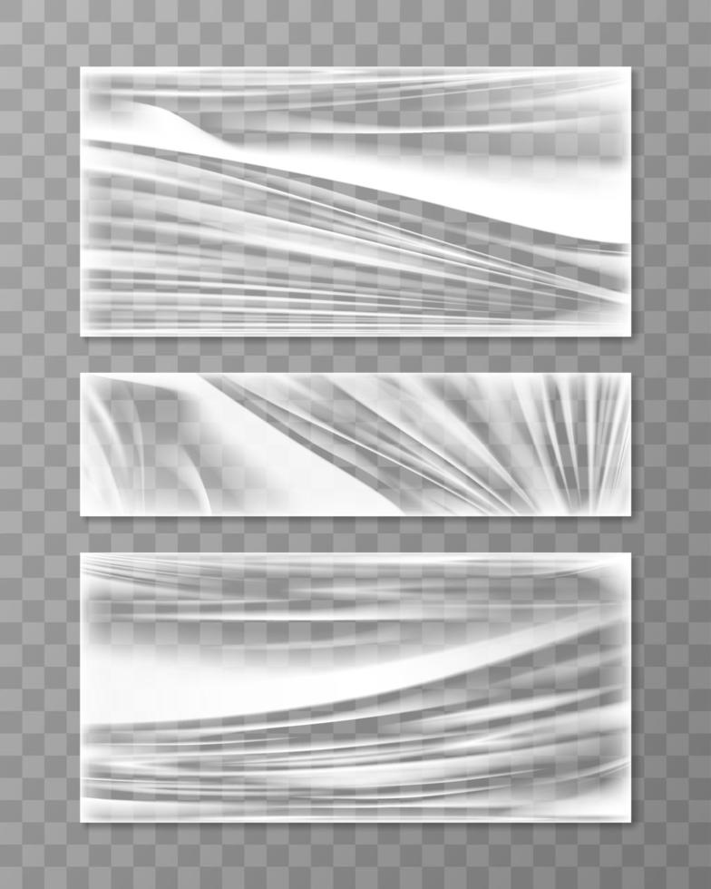 Stretched cellophane banner crumple folded texture vector