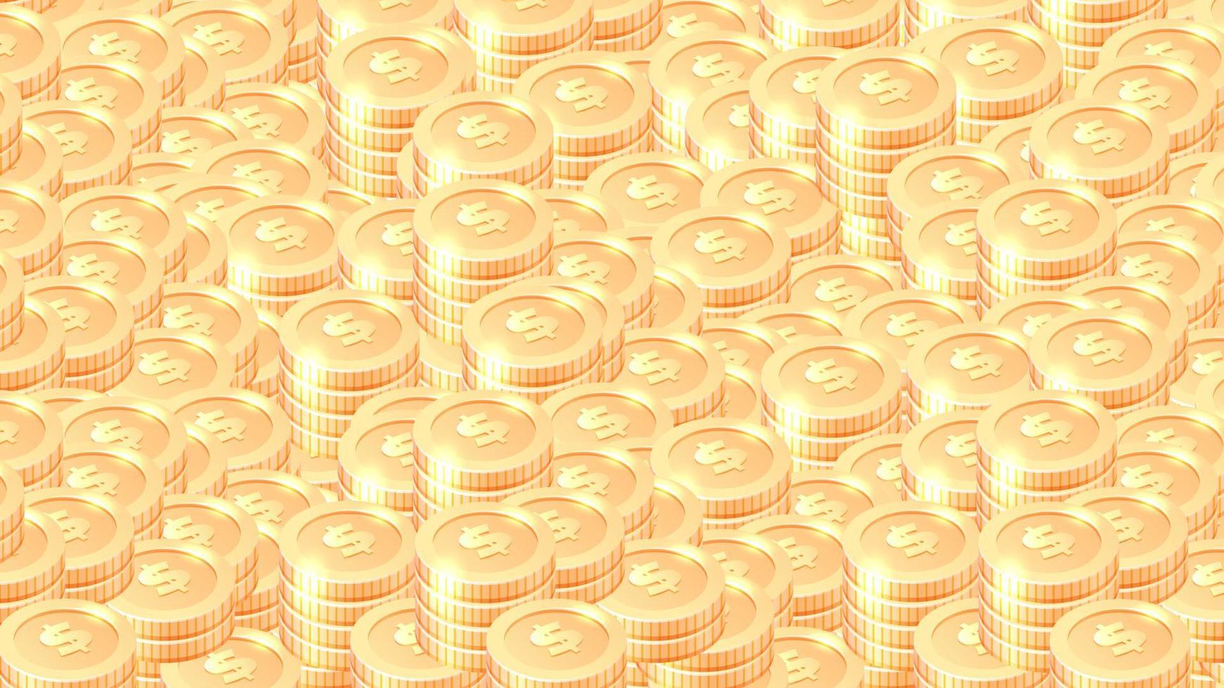 Piles of gold coins cartoon vector background