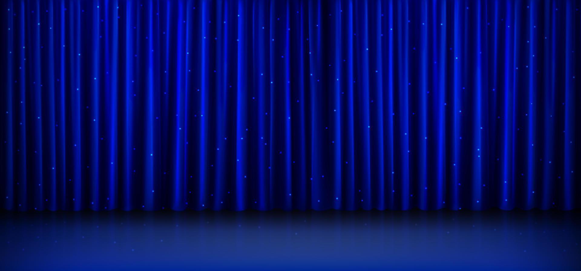 Blue curtain for theater or cinema stage vector