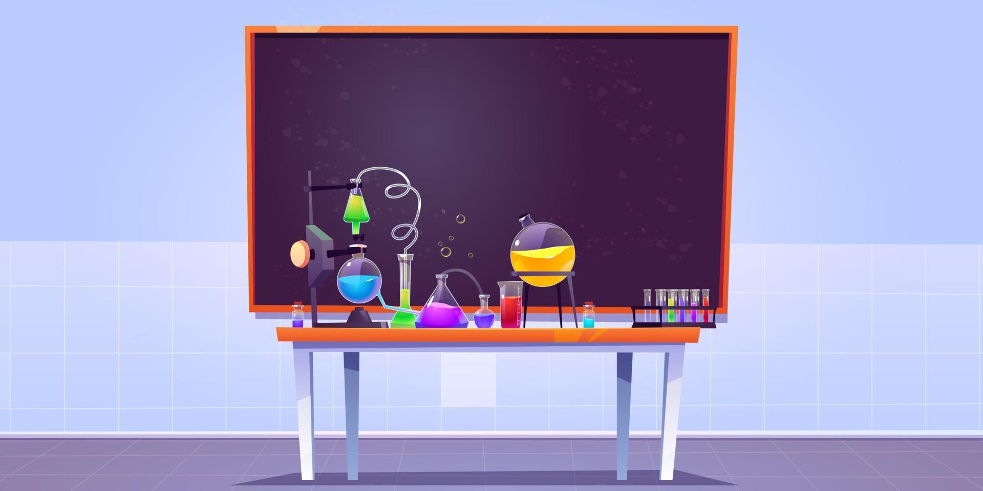 School chemistry laboratory for science research vector