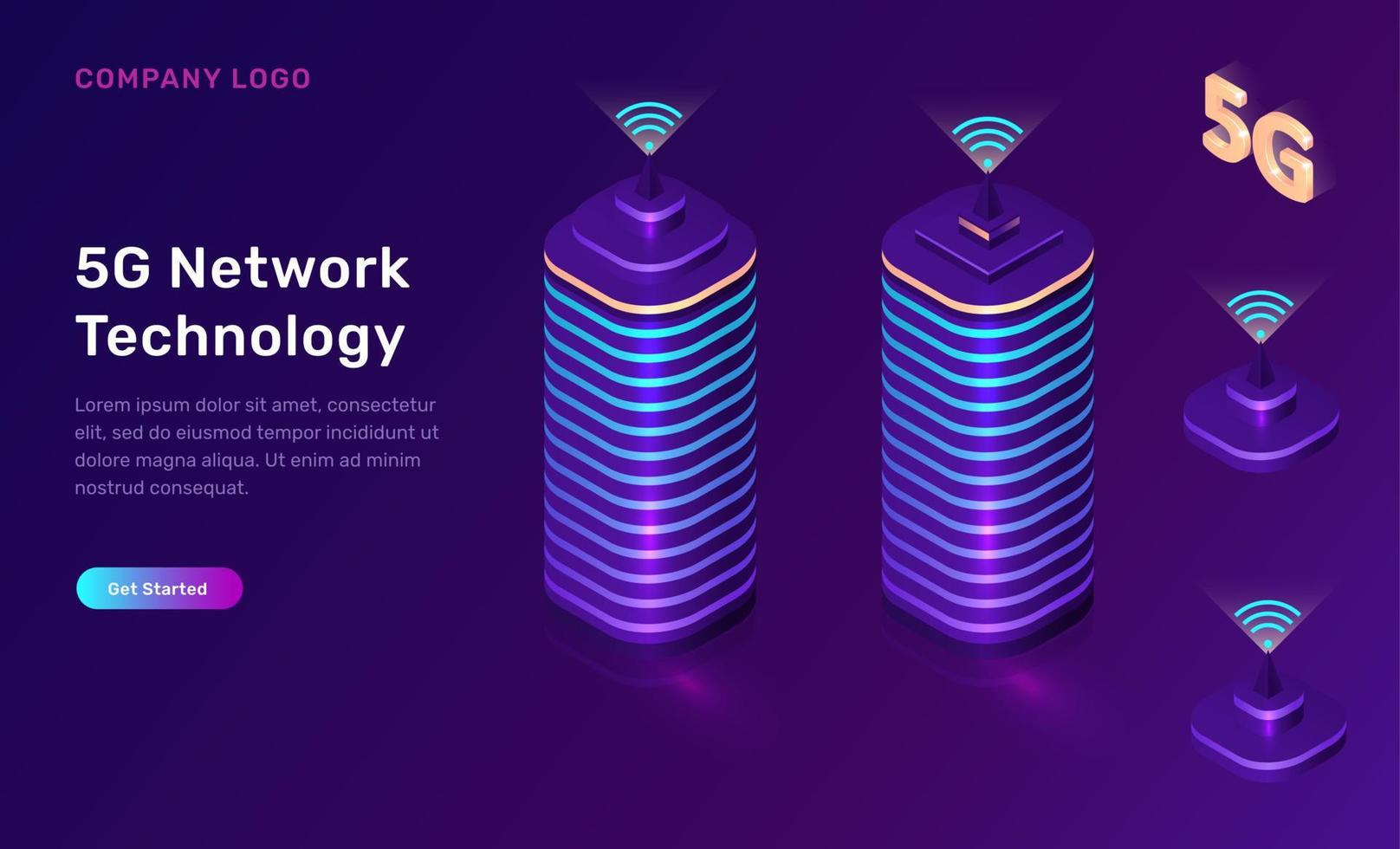 5G network technology, isometric concept vector