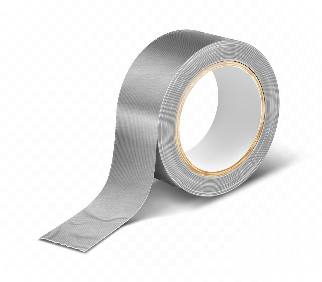 Gray silver duct roll adhesive tape realistic vector