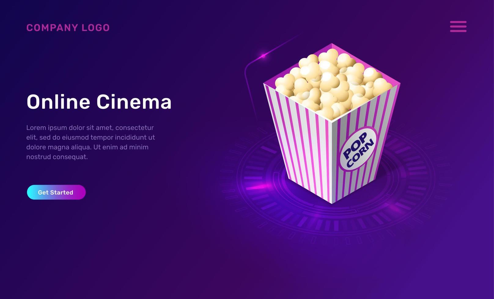 Online cinema or movie, isometric concept vector