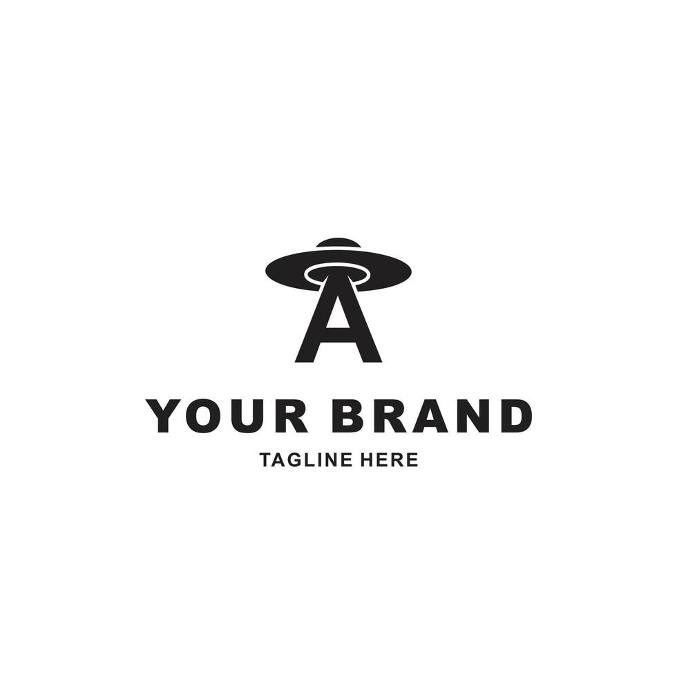 letter A logo and flying saucer vector