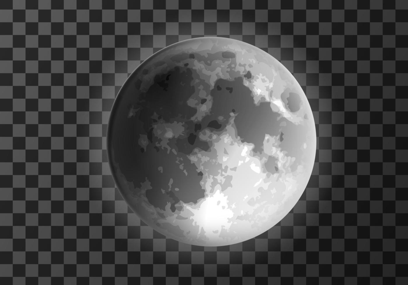 Luna brillante cráter superficie meteo icono realista vector