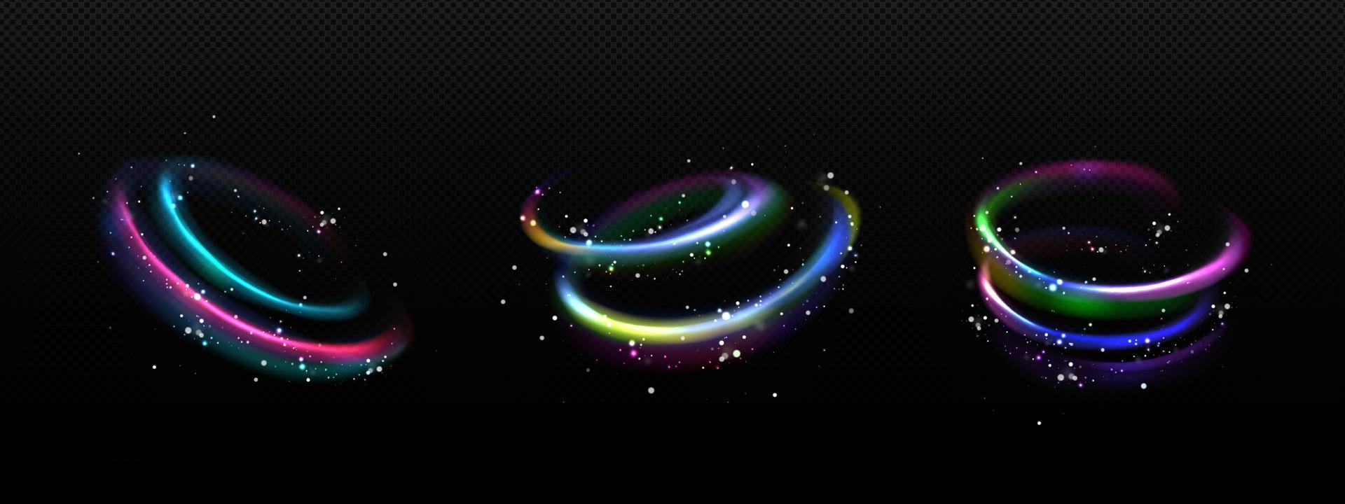 Realistic set of rainbow light motion effects vector