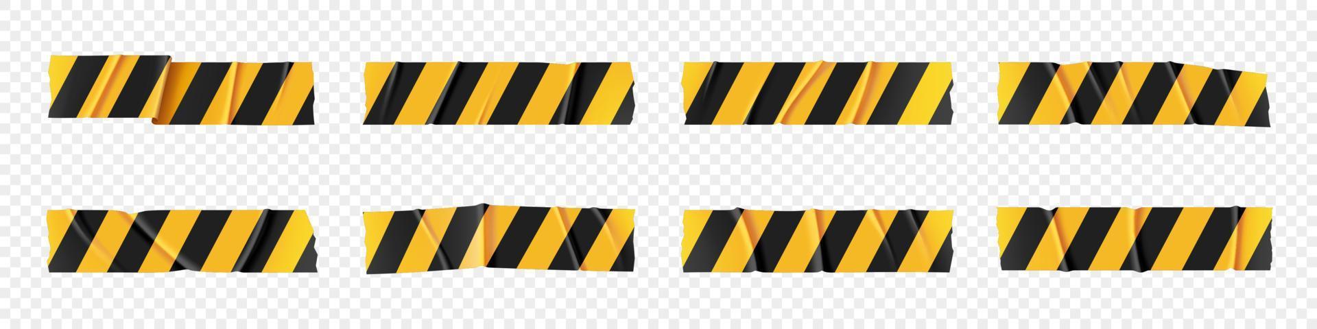 Yellow warning caution tape line wrinkled ribbon vector