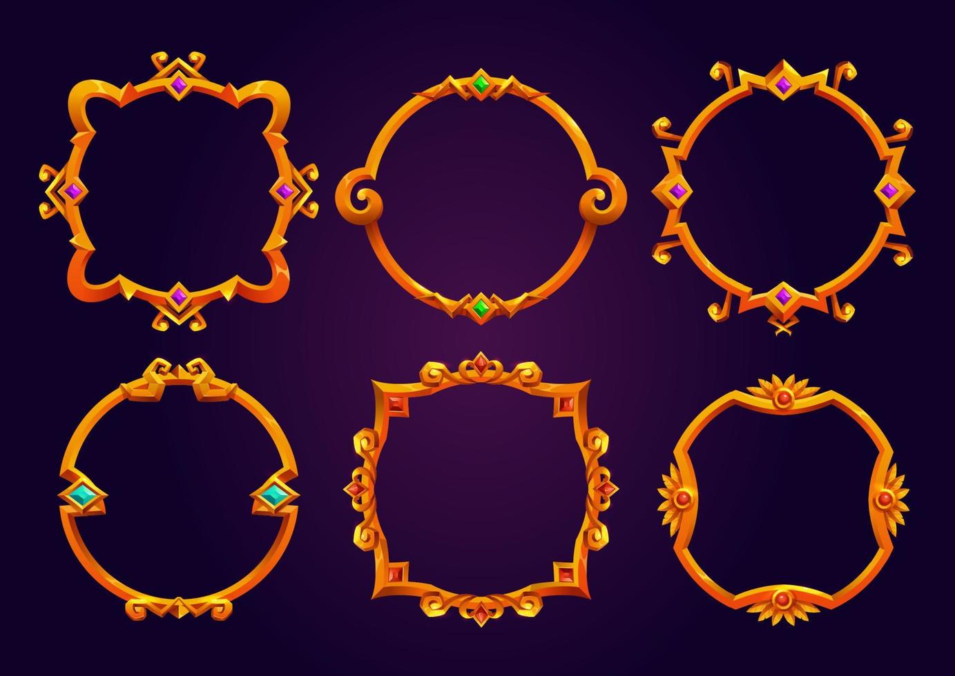 Set of fantasy round game frames vector