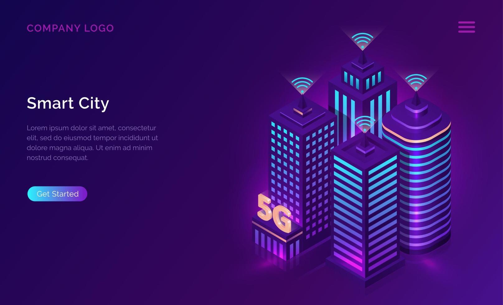 5G network technology, isometric concept vector