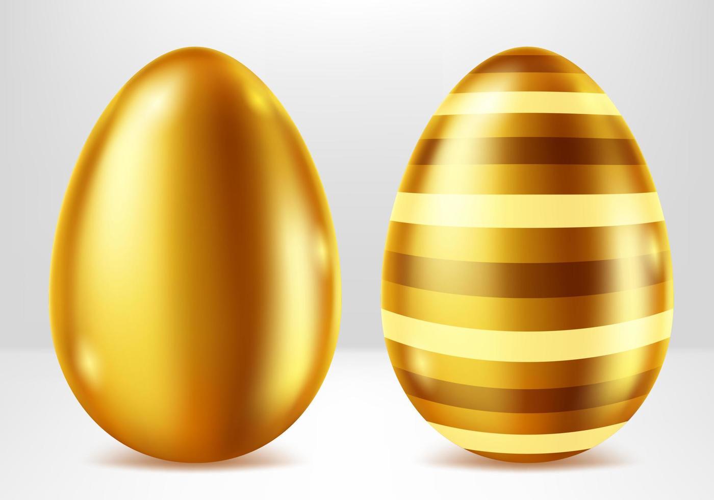 Golden eggs, Easter metal gift realistic vector